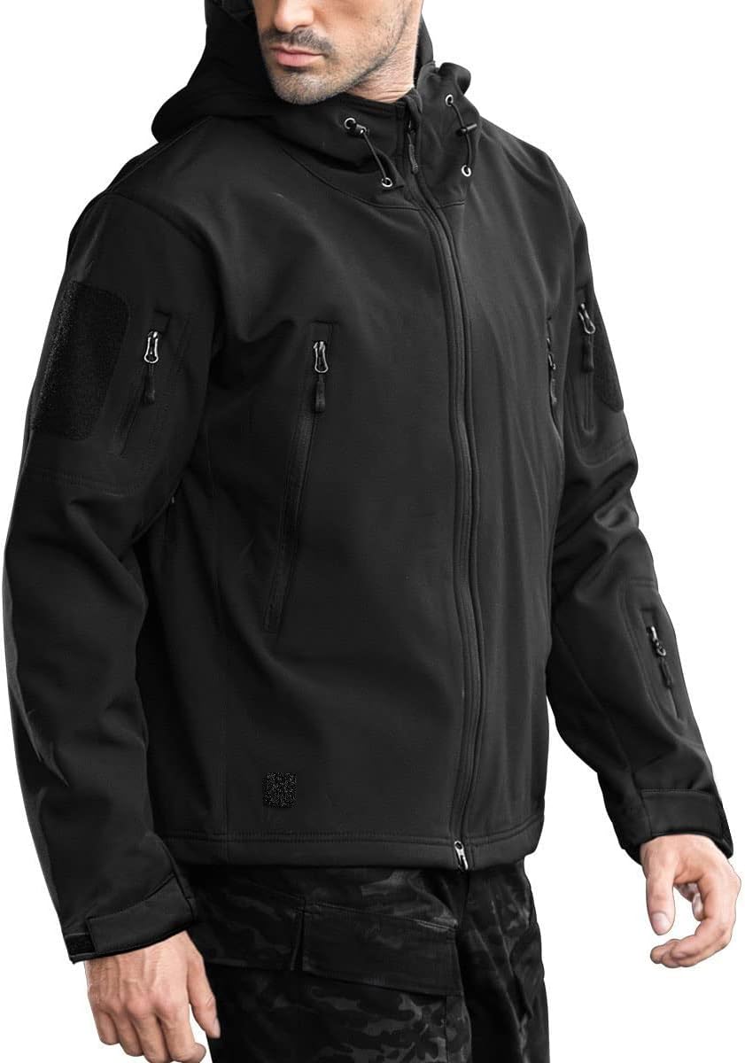 Men's Outdoor Waterproof Soft Shell Hooded Military Tactical Jacket