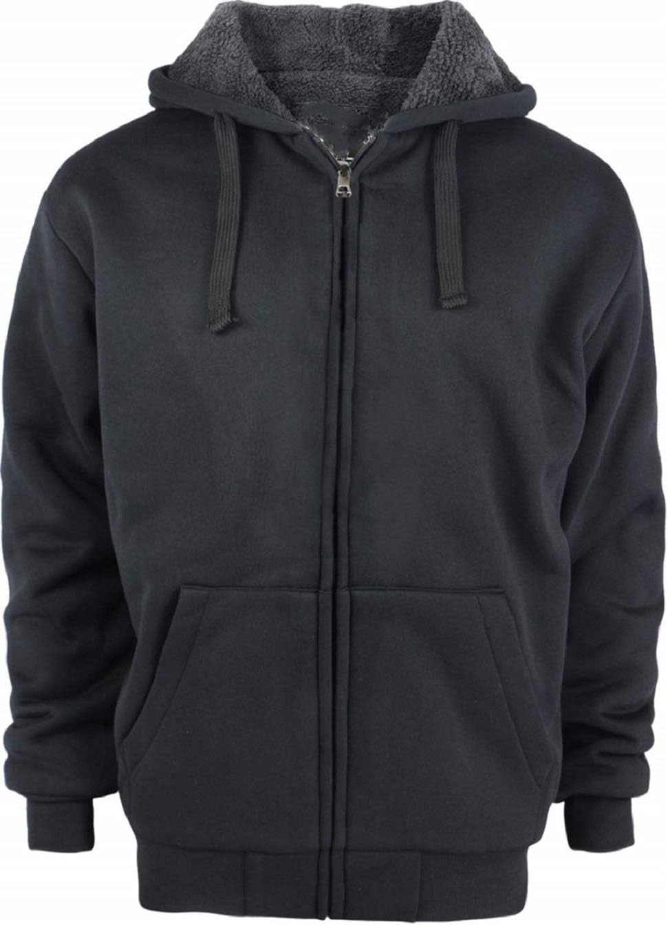Heavyweight  Lined Fleece Hoodie Sweatshirts for Men Winter Zip Plus Size Jacket