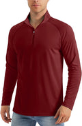 Men's Long Sleeve Sun Shirts UPF 50+ Tees 1/4 Zip Up Fishing Running Rash  T-Shirts Outdoor Shirt