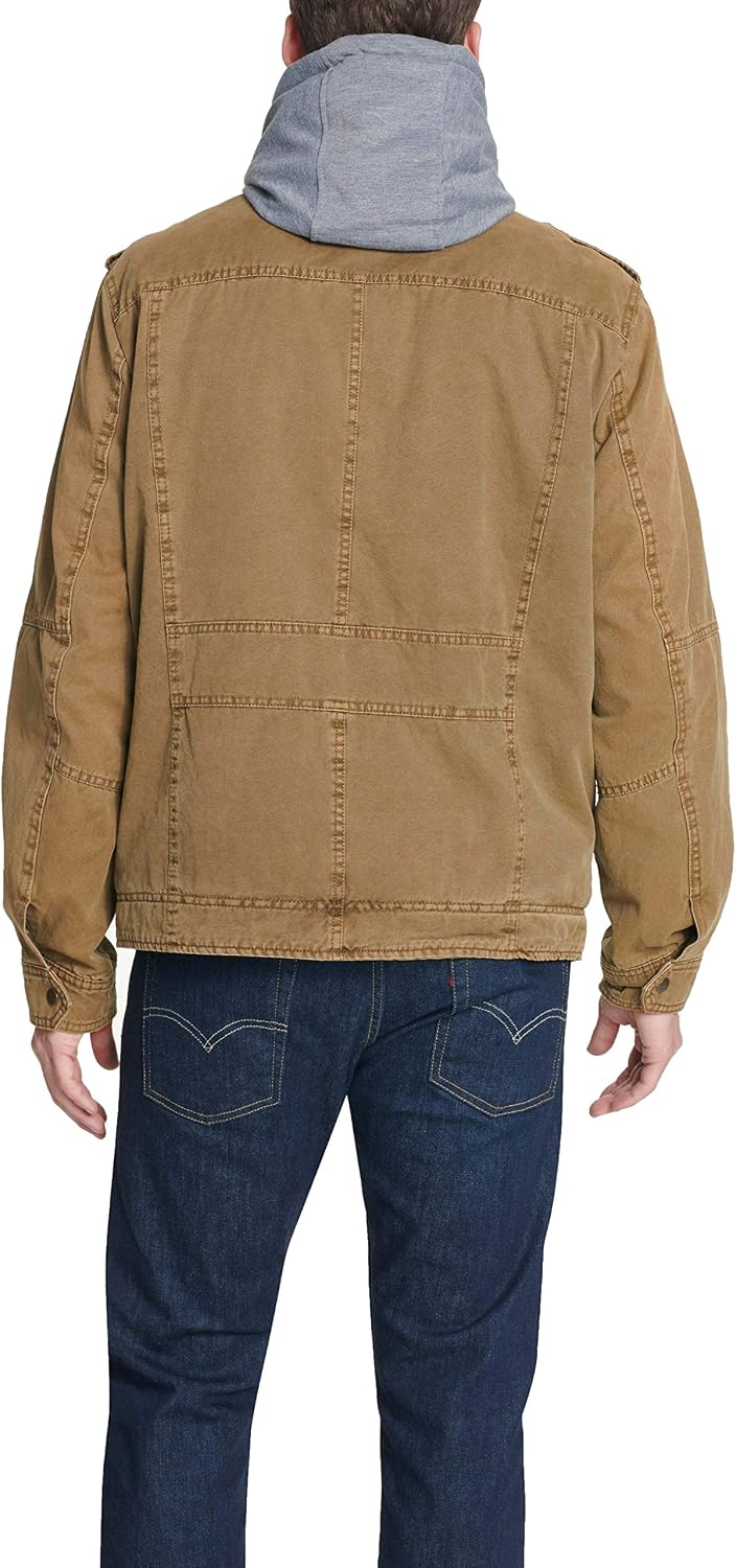 Men's Washed Cotton Hooded Military Jacket