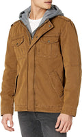 Men's Washed Cotton Hooded Military Jacket