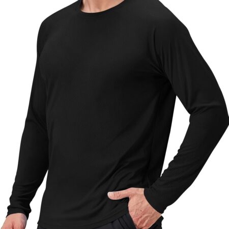 Men's UPF 50+ Long Sleeve Tee Shirts UV Sun Protection Quick Dry Tee Shirt Swim Athletic Running Workout