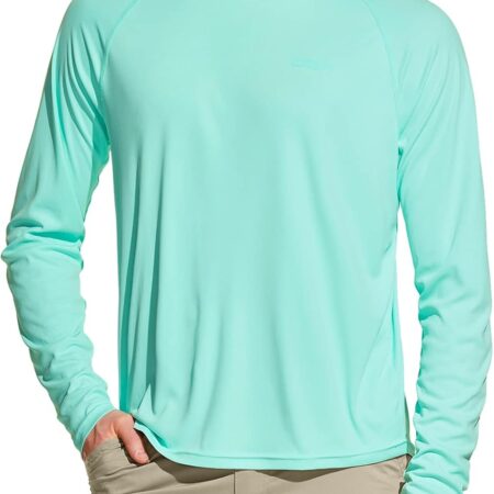 Men's UPF50+ Sun Protection Shirts, Quick Dry Long Sleeve Rash , Athletic Running Workout Fishing Cooling Shirts
