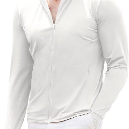 Men's Full Zip UPF 50+ Light Jacket Hooded Sun Protection Cooling Long Sleeve Shirts with Pockets