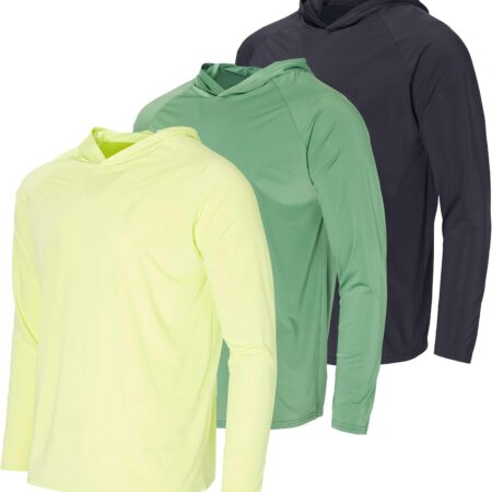 3 Pack: Men's Rash  Hoodie Sweatshirt Sun Protection UPF Fishing Shirt (Available in Big & Tall)